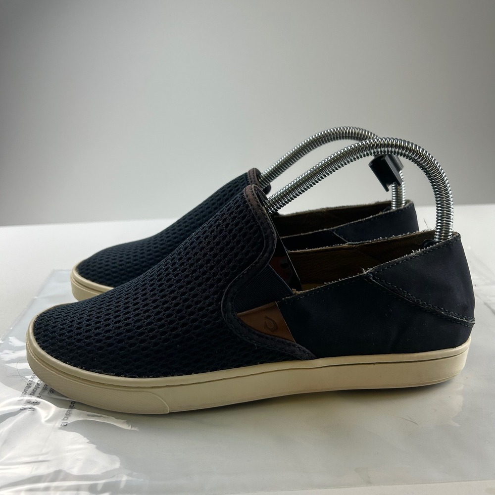 Olukai WMNS 8 Casual Boat Navy Blue Mesh Slip On Sneakers Drop-In Heel